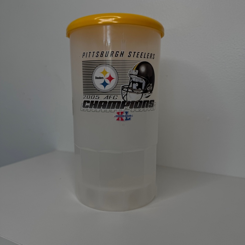 RARE Pittsburgh Steelers 2005 AFC Champions Travel Mug With Handle And Lid USA